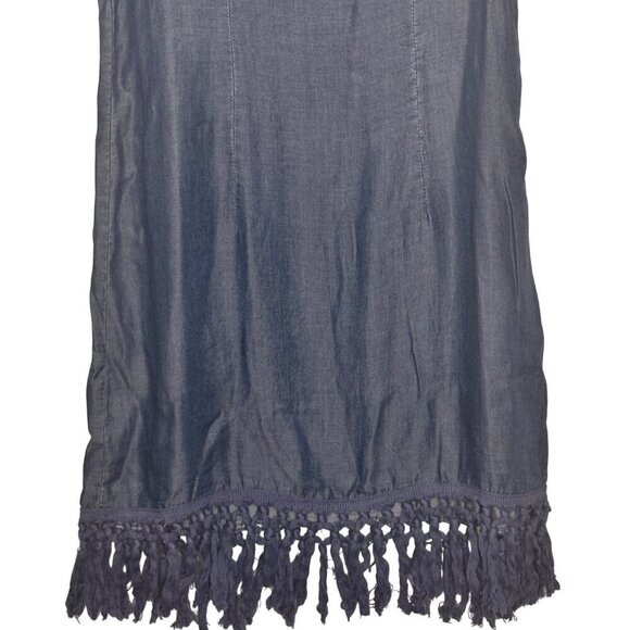 NY&Co Chambray Boho Embroidered Fringe Hippie Dress Womens XS Fairy Cottage 70s - Picture 4 of 10